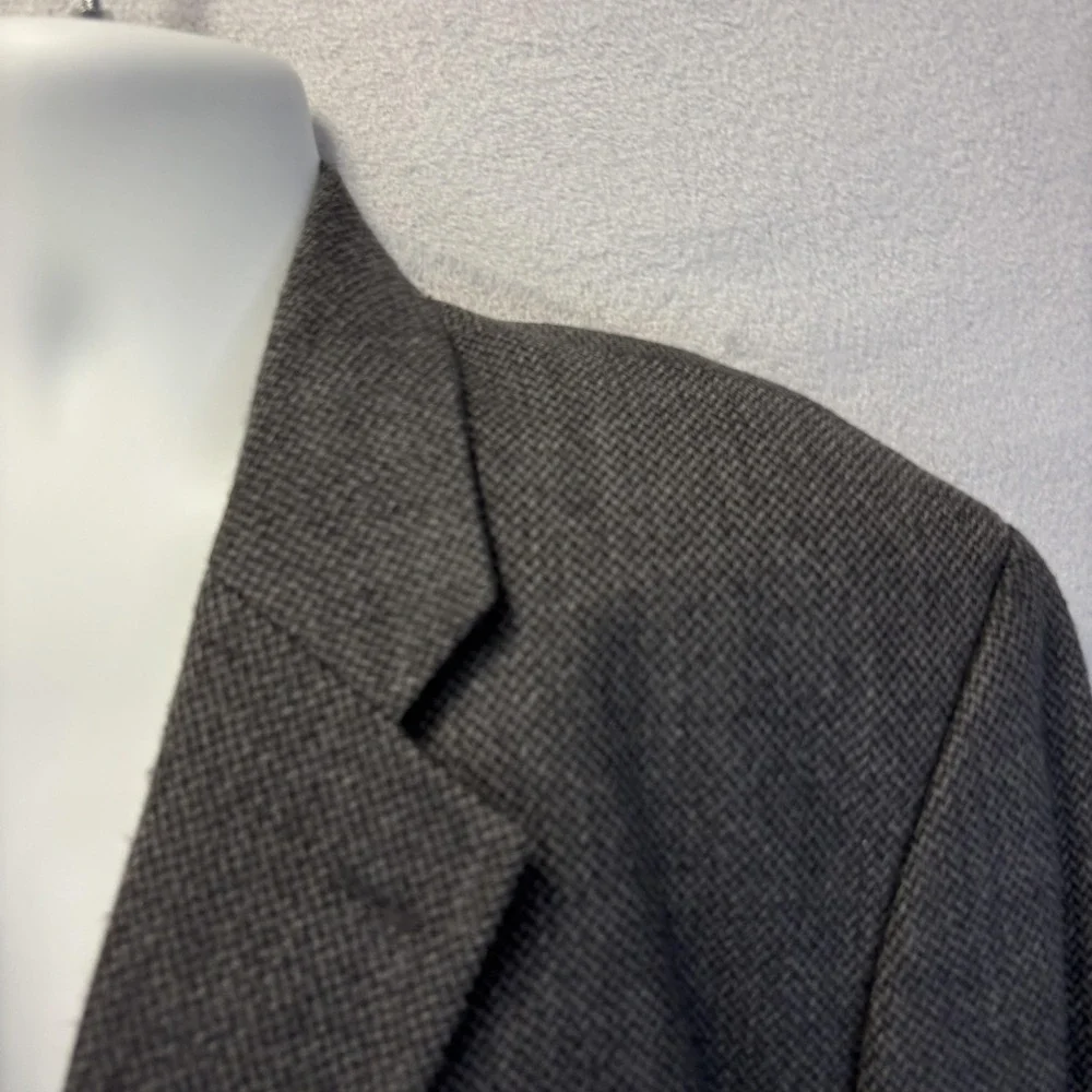 Umberto Rossi 100%‎ Lambswool Herringbone Blazer Mens 46L Gray Sport Coat Jacket